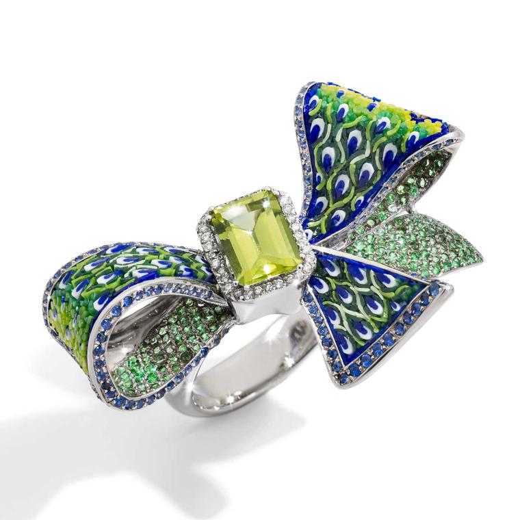 Green Ribbon ring by Sicis Jewels
