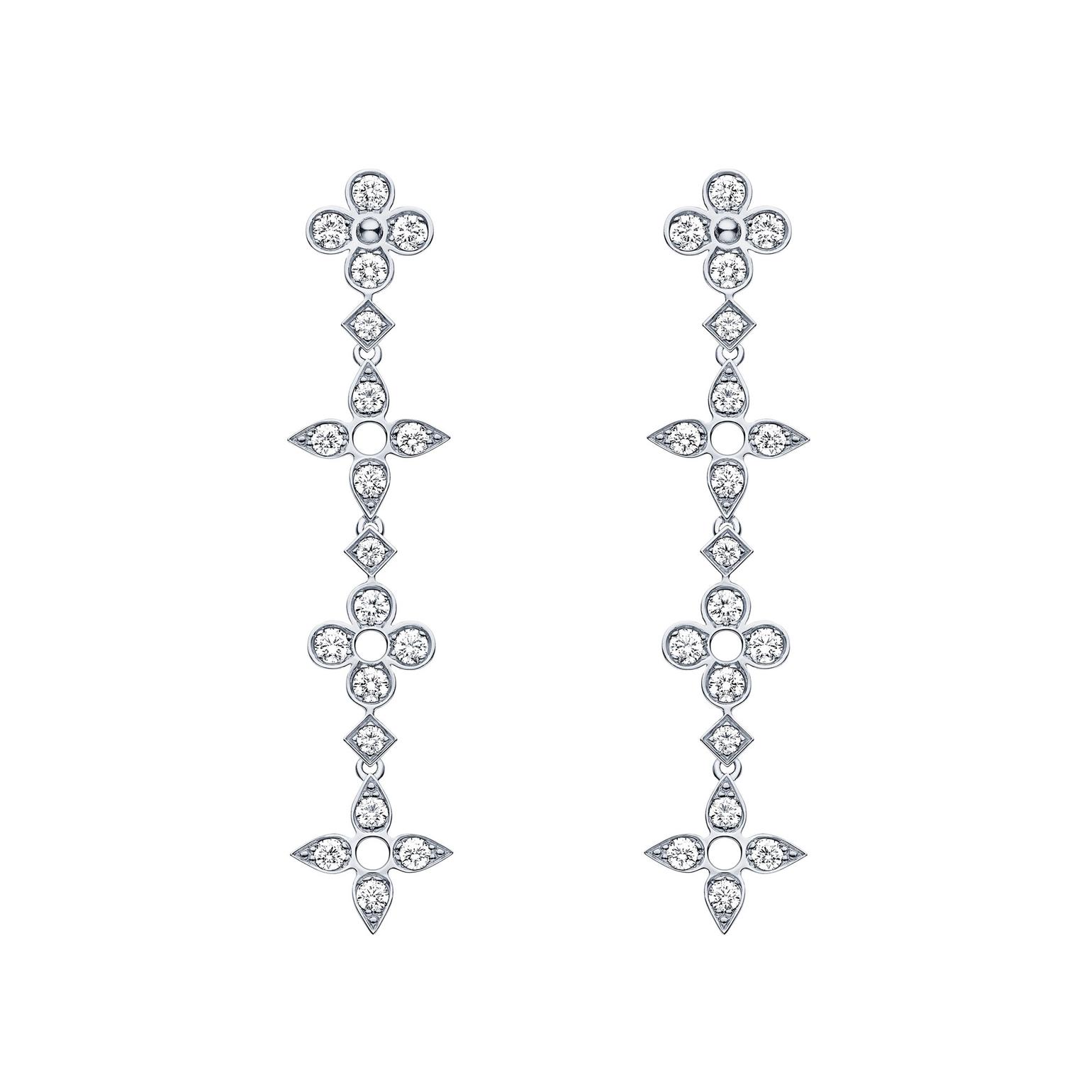 Dentelle de Monogram diamond earrings in white gold