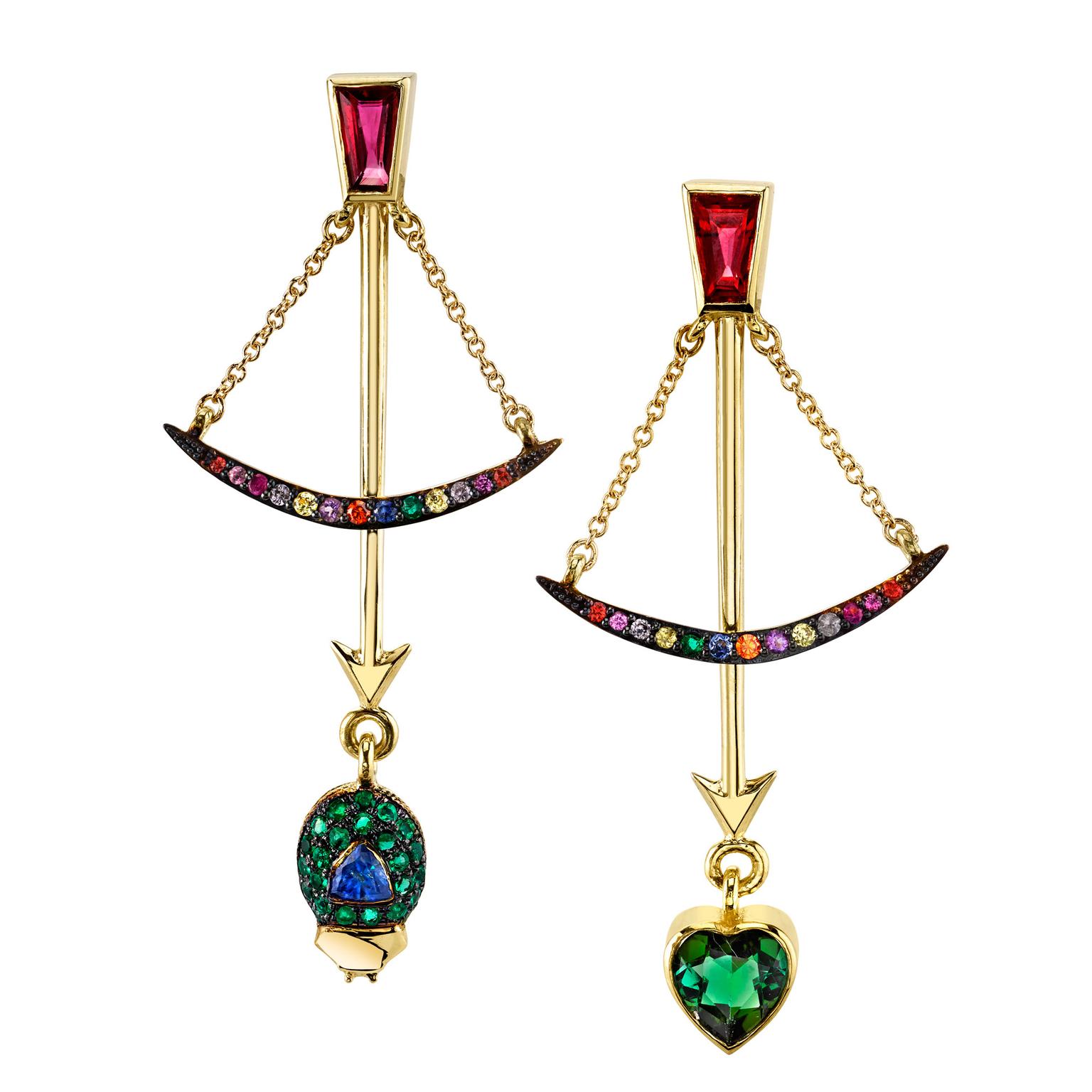 Daniela Villegas Follow Your Arrow multicolored gemstone earrings