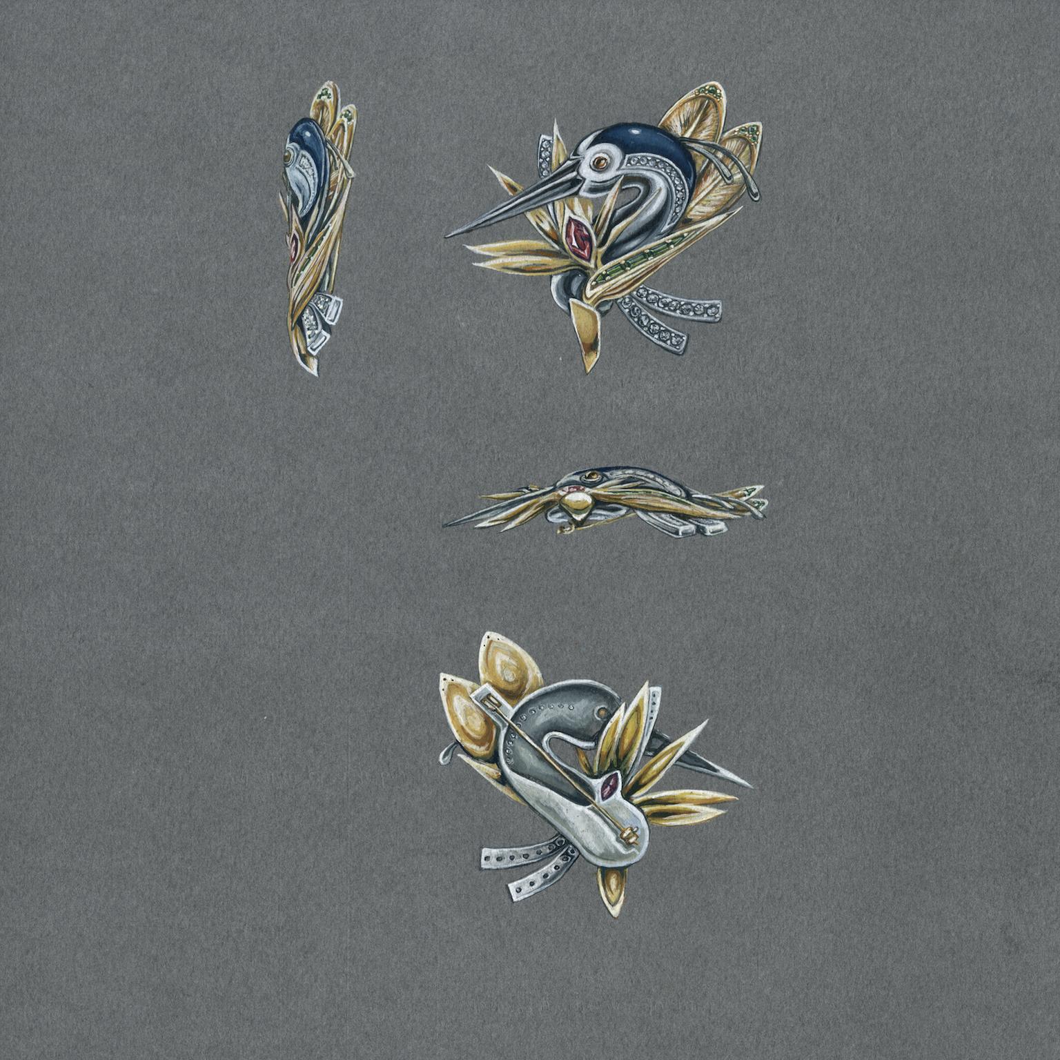 Celebrating the Art of Gouache - Grey Heron by Jana Lutzeler