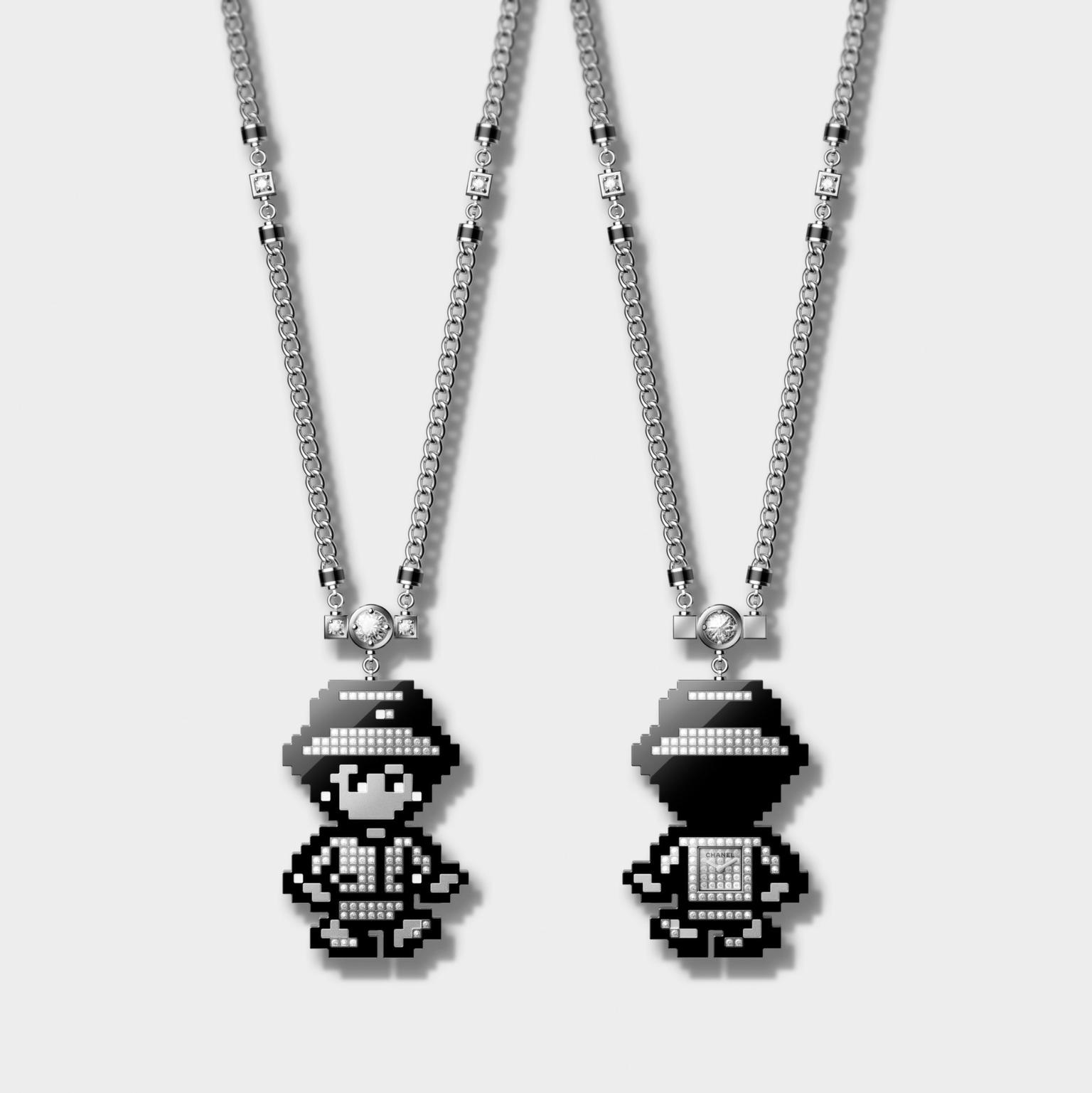 Coco Game pixelated long necklace watch by Chanel
