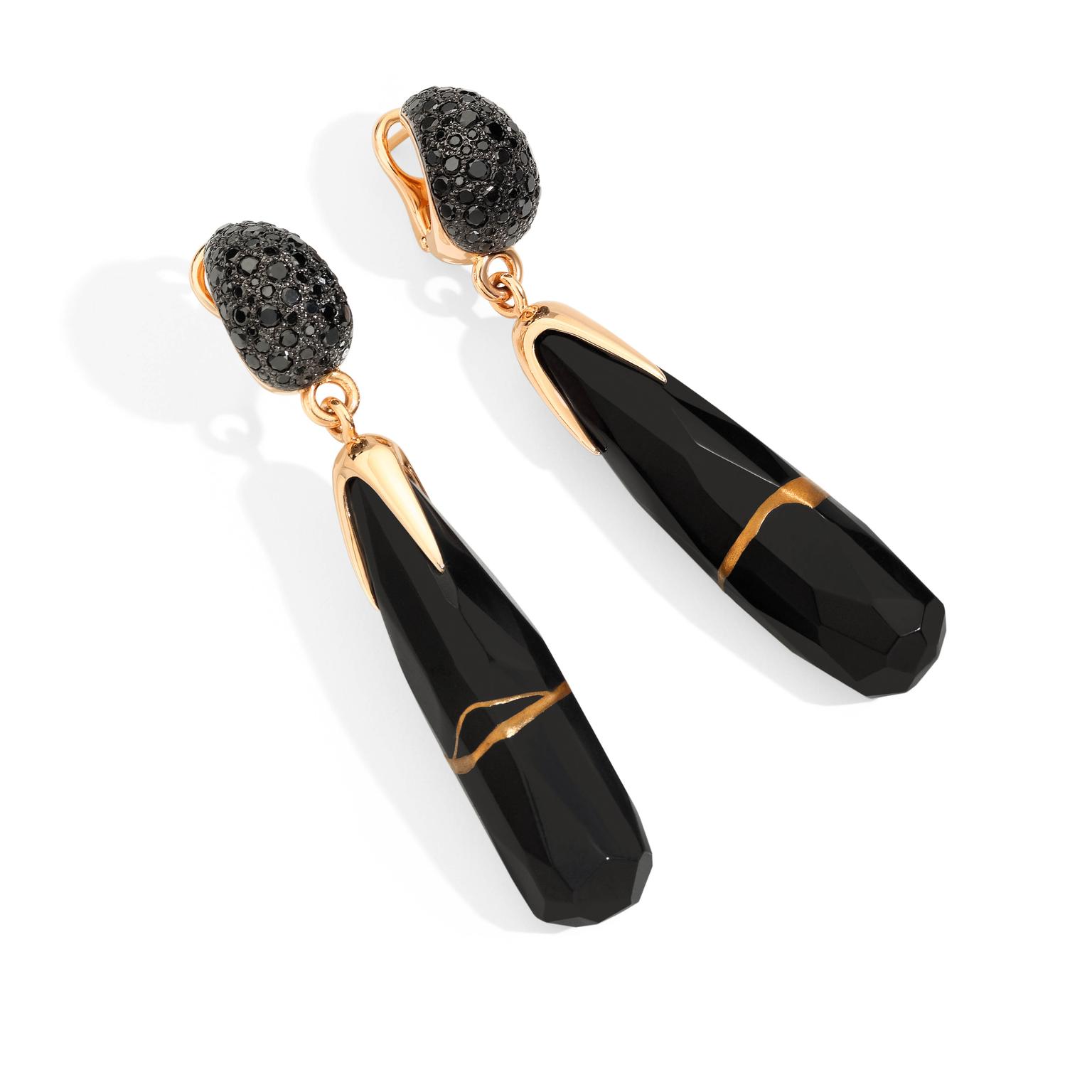 Pomellato Kintsugi Collection_earrings in rose gold with jet and balck diamonds