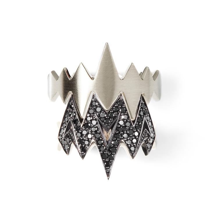 Ara Vartanian black diamond stacking rings for men
