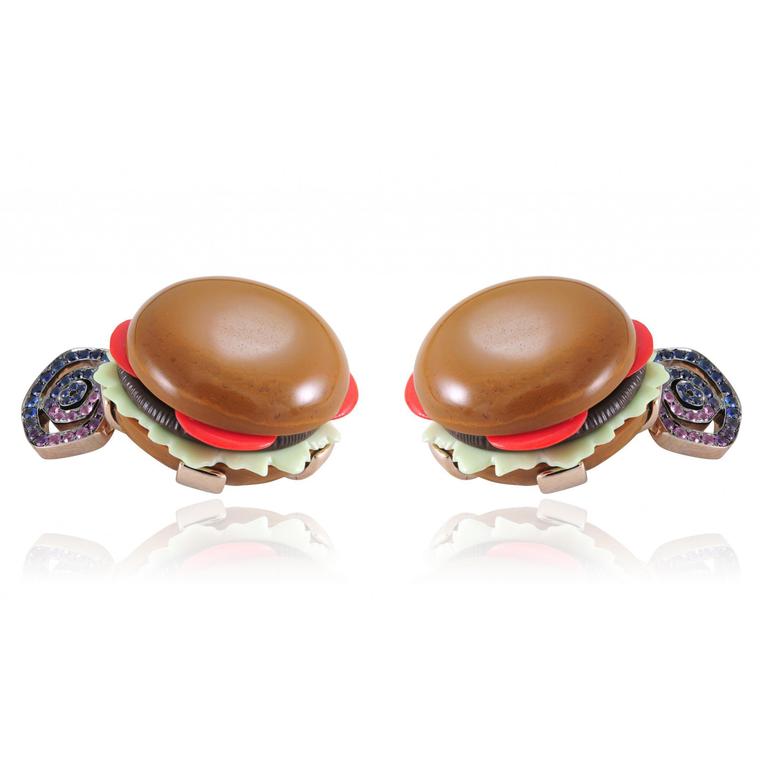 Lydia Courteille Burger cufflinks