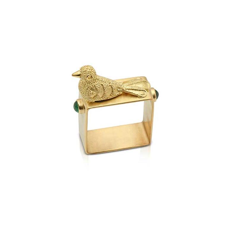 Lalaounis Square Ring with Bird 