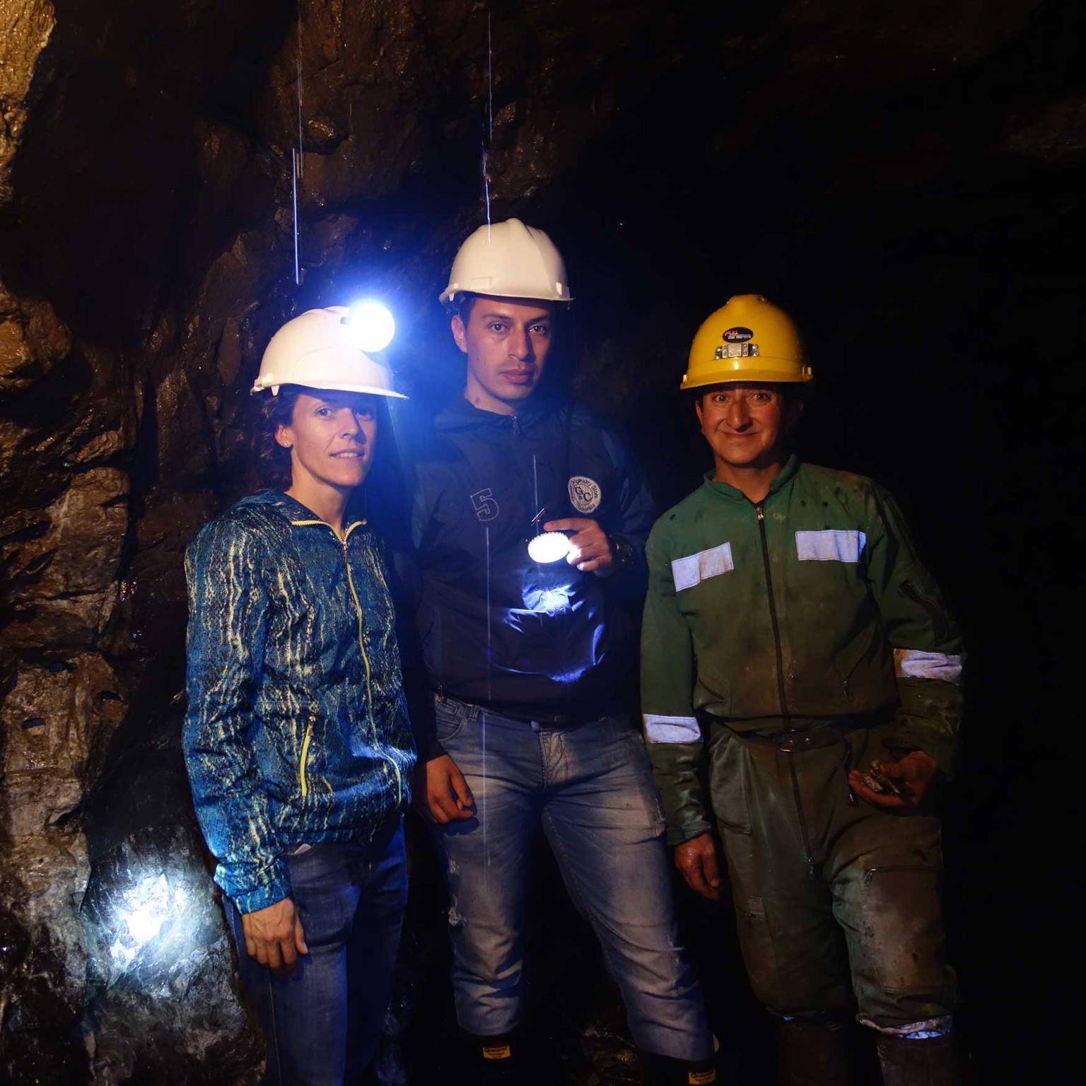 Arabel Lebrusan inside a Fairmined gold mine in Colombia