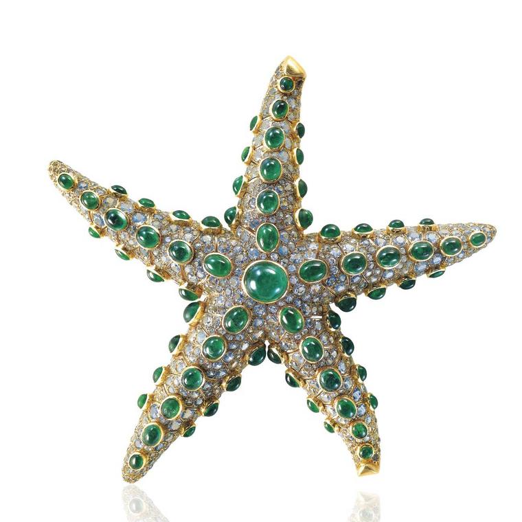 René Boivin emerald and aquamarine starfish brooch estimate: $70,000 -  $100,000