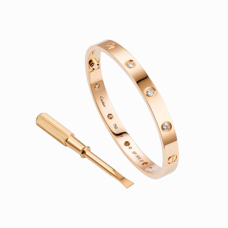 Love bracelet in pink gold with diamonds