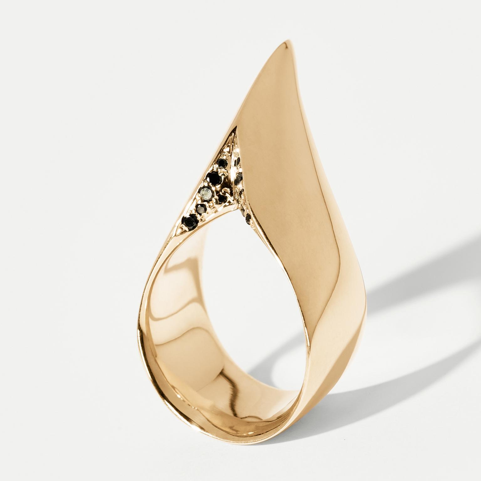 Hannah Martin Spur Yellow Gold Ring Pavé