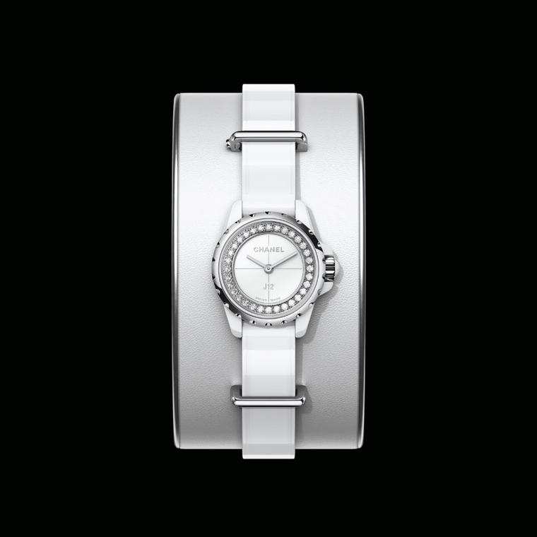 Chanel J12 XS small cuff watch in white