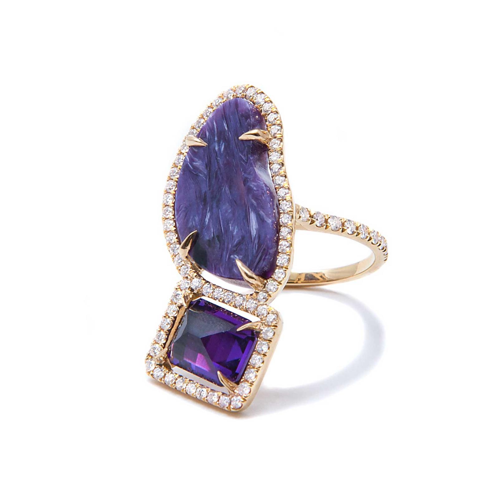 Jordan Alexander amethyst and charoite ring