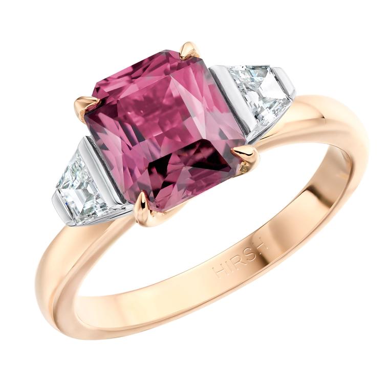 Hirsh Trio purple-brown sapphire engagement ring