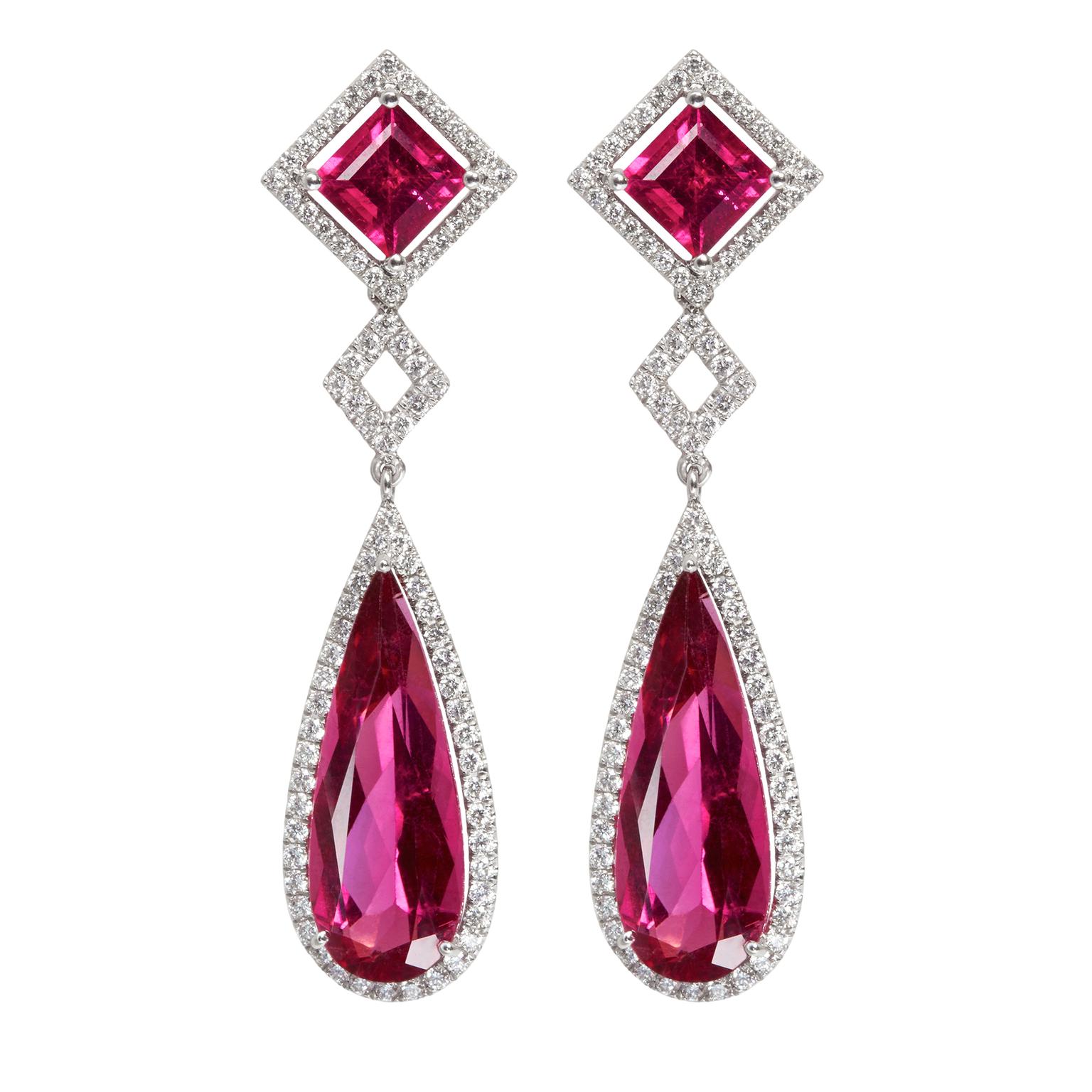 Tayma rubellite earrings in white gold