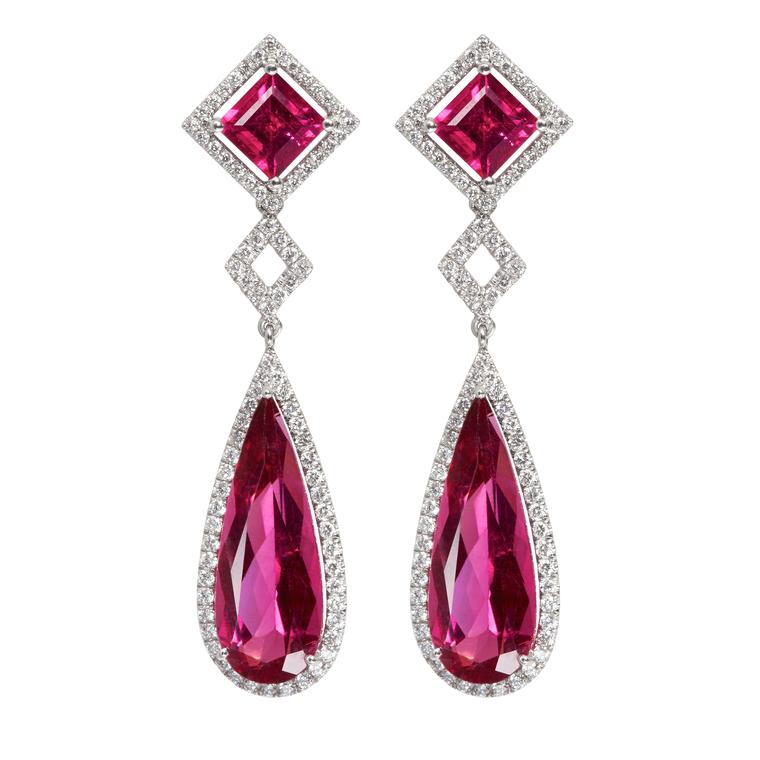 Tayma rubellite earrings in white gold