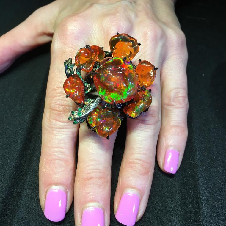 Gardens of Xochimilco fire opal ring