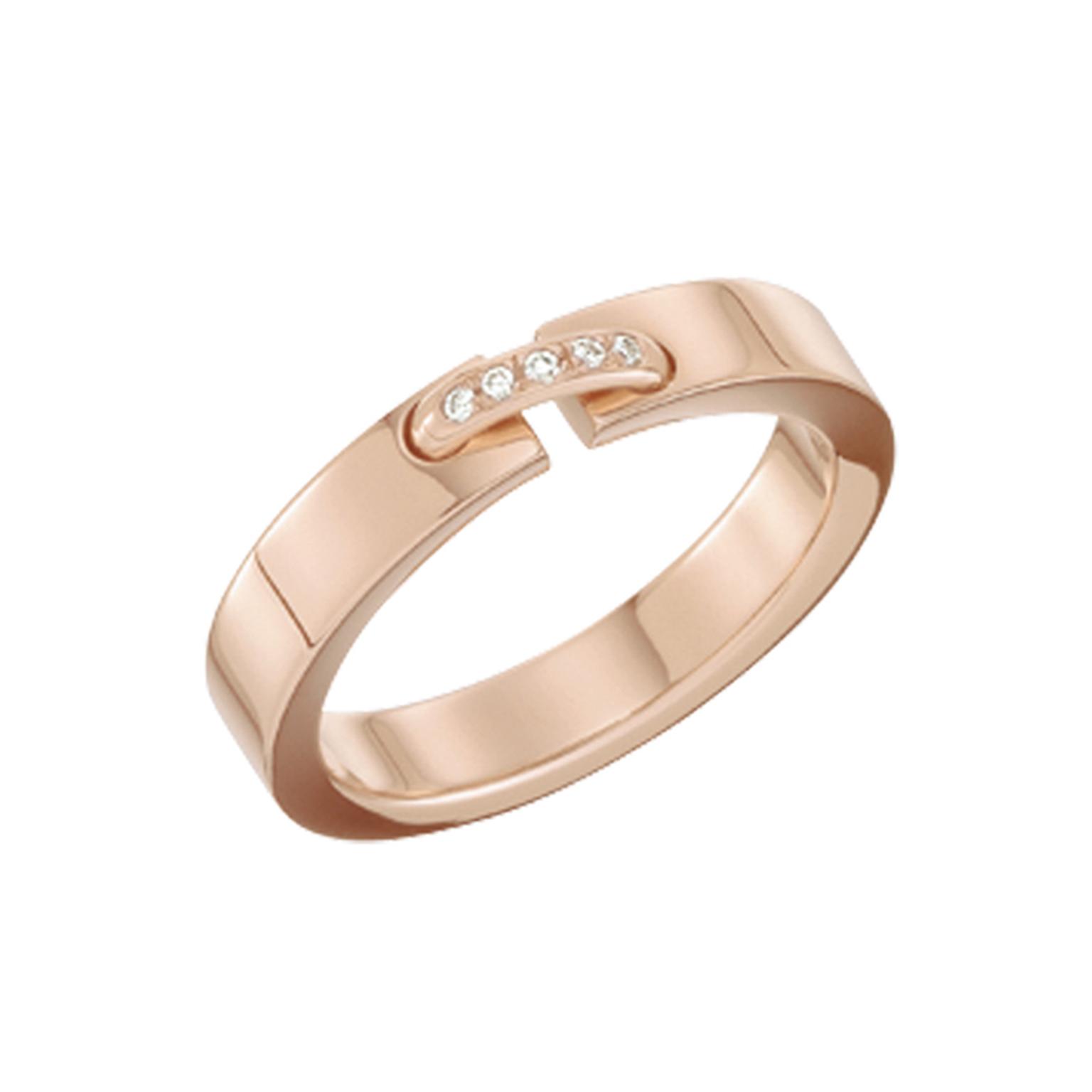 Évidence rose gold ring with diamonds