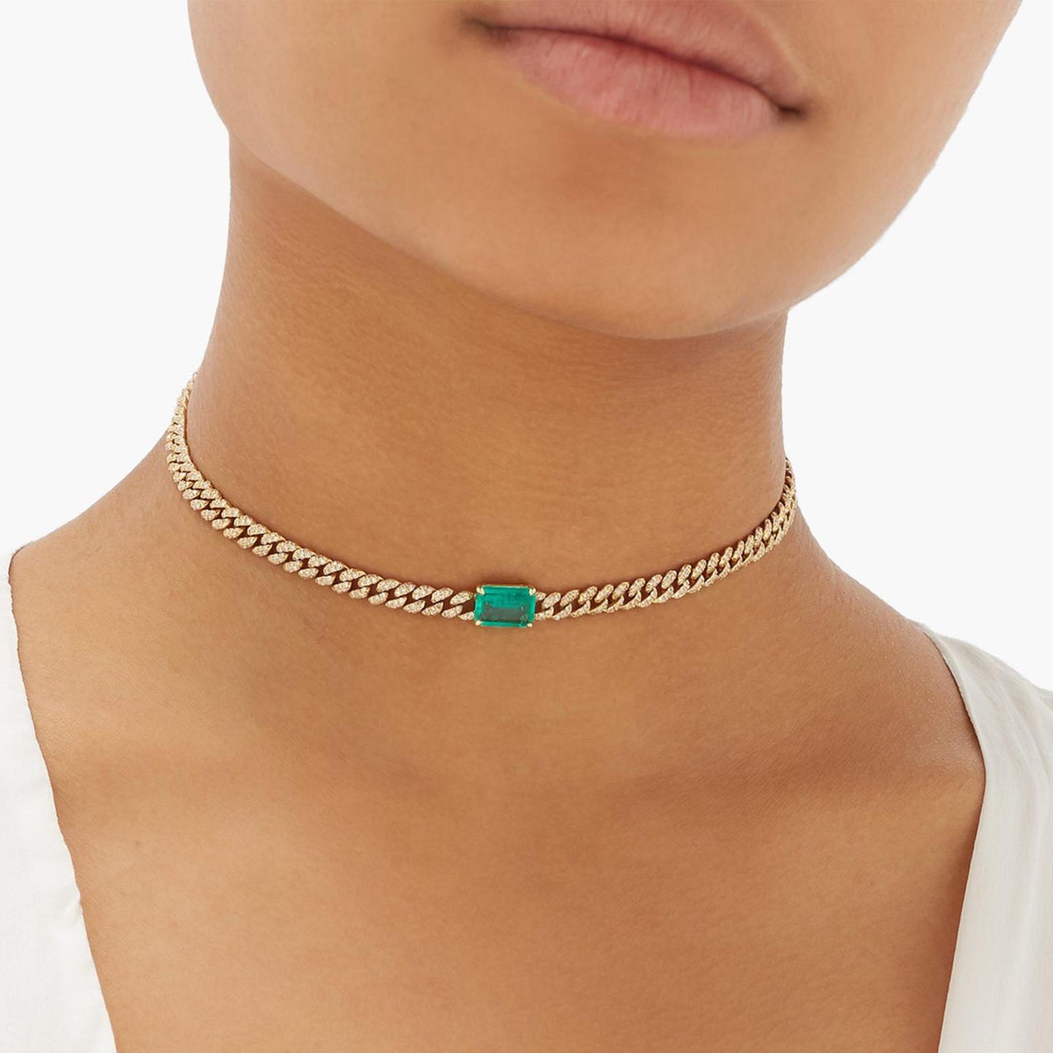 Shay emerald choker on model