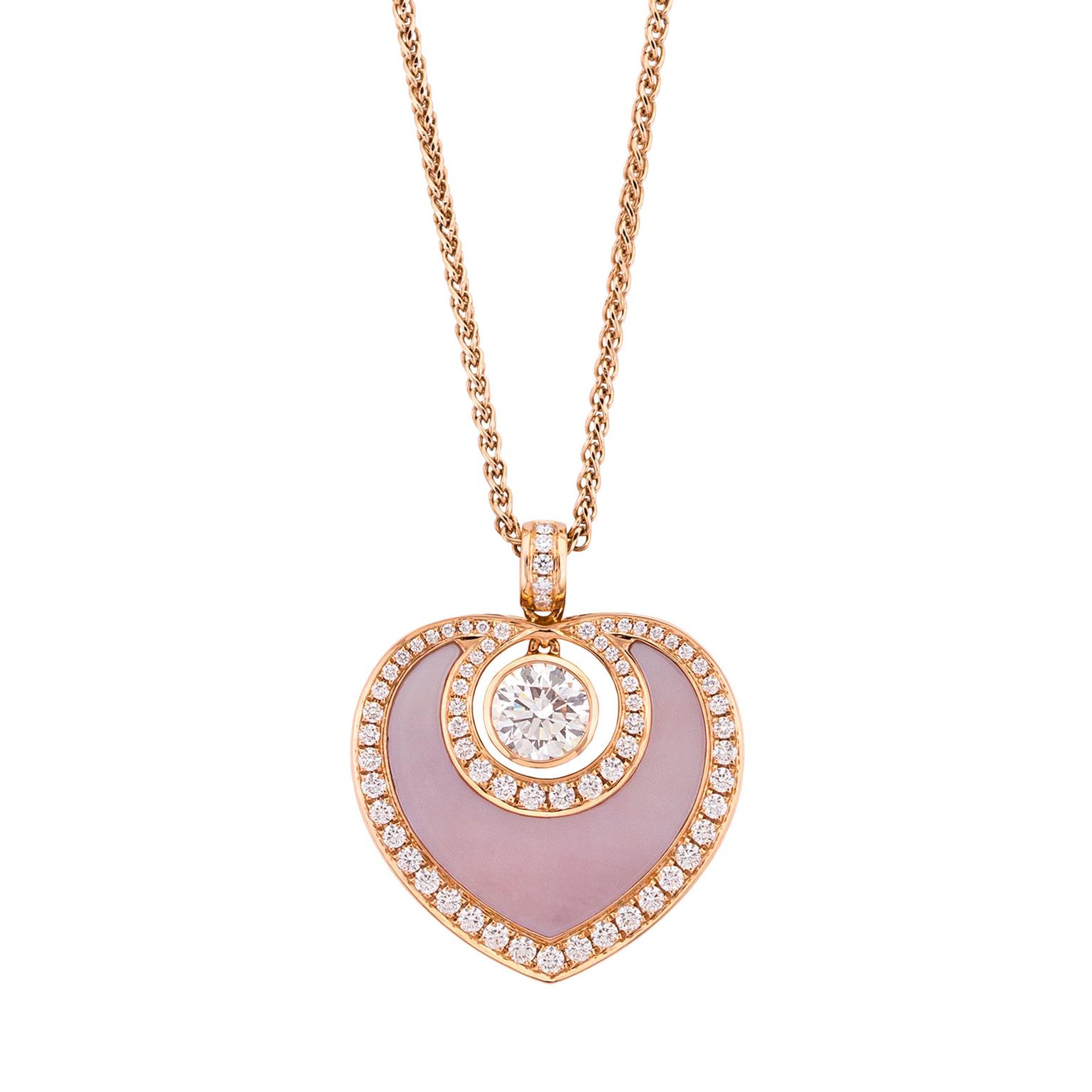 Boodles Sophie pendant in rose gold, diamond and mother-of-pearl