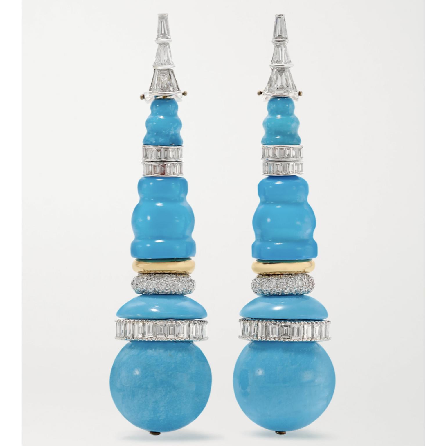 Turquoise earrings by Bina Goenka