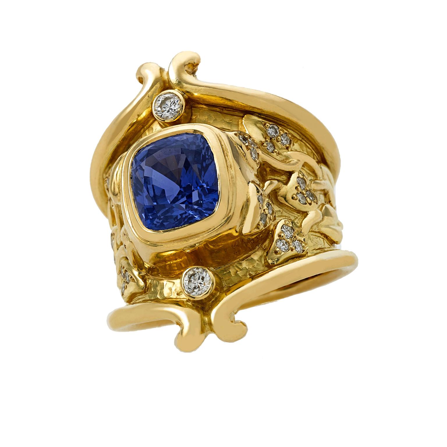 Elizabeth Gage sapphire and diamond ring