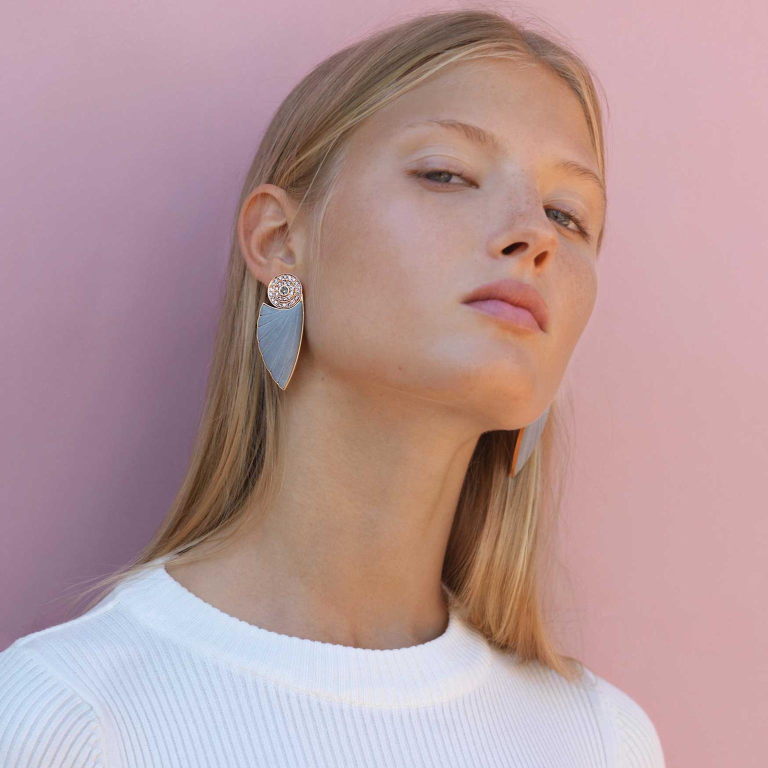 Ioanna Souflia Adoucissement matte grey drop earrings