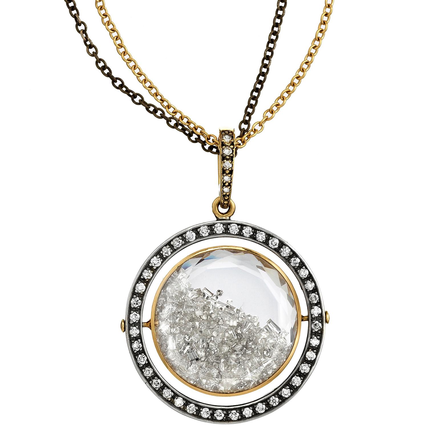 Moritz Glik yellow gold and blackened silver diamond pendant