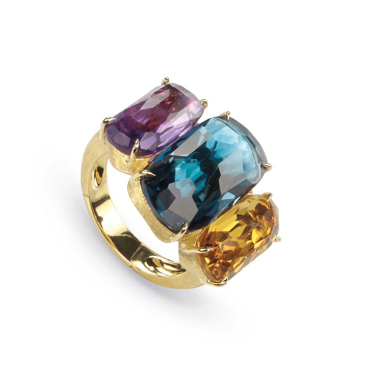 Marco Bicego amethyst, London Blue topaz and citrine ring