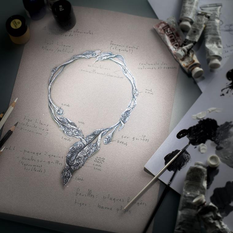A sketch of the Cindy Chao Winter Leaves necklace