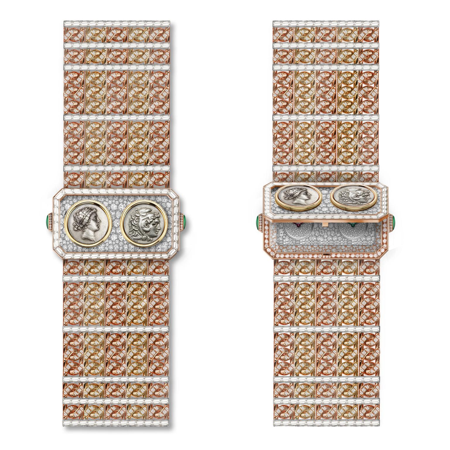 Monete Catene dual time secret watch by Bulgari