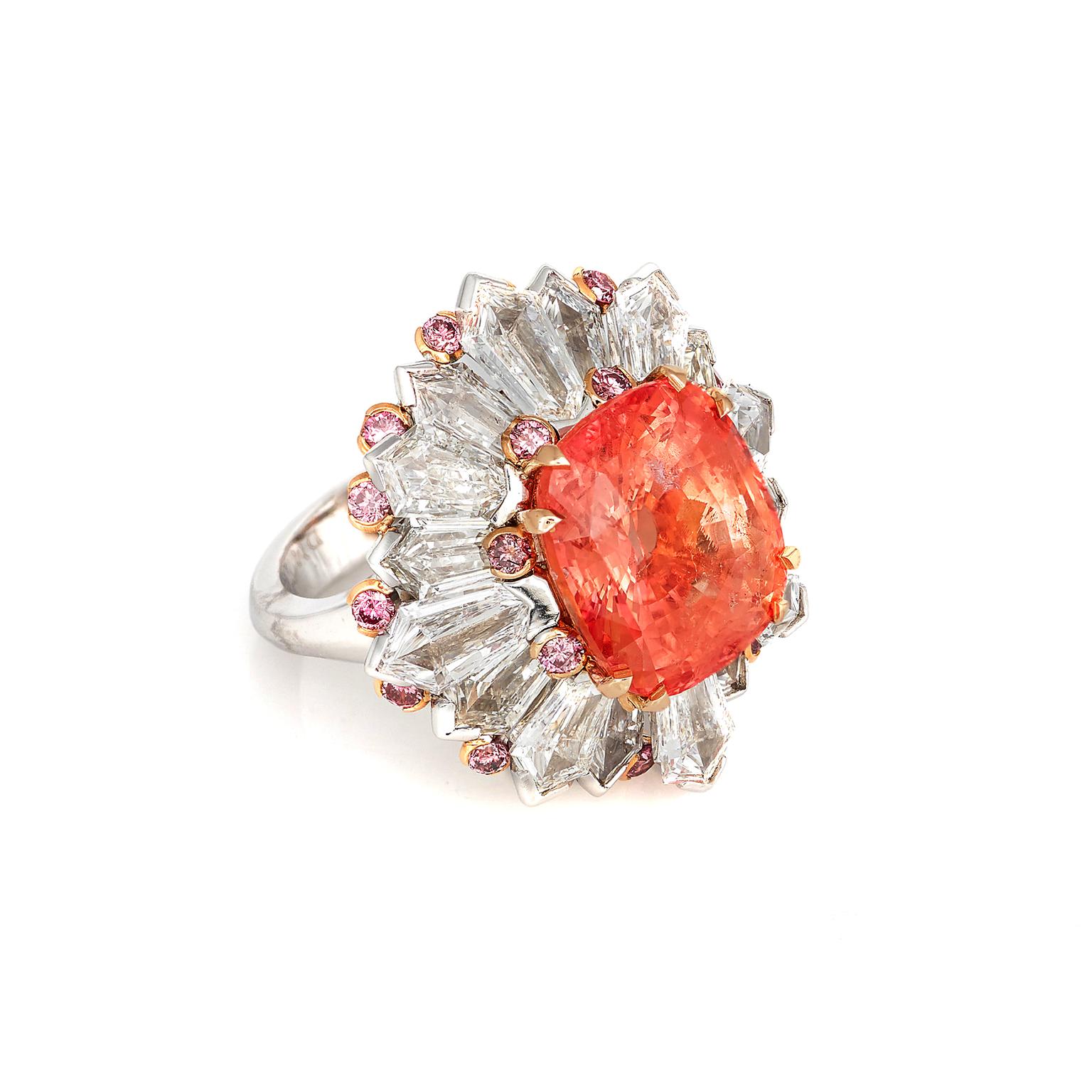 David Morris Padparadascha sapphire ring