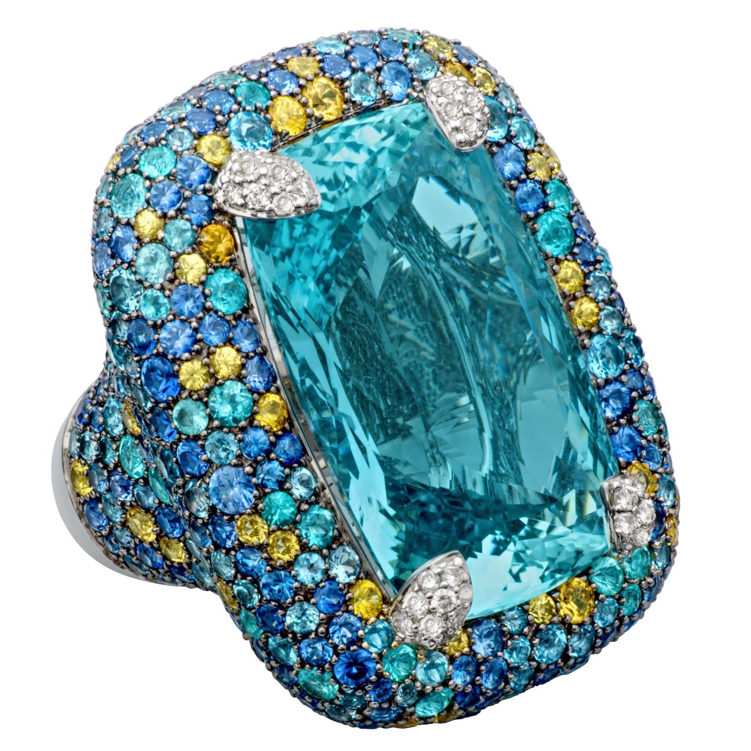 Margot McKinney Aquamarine Cocktail Ring 