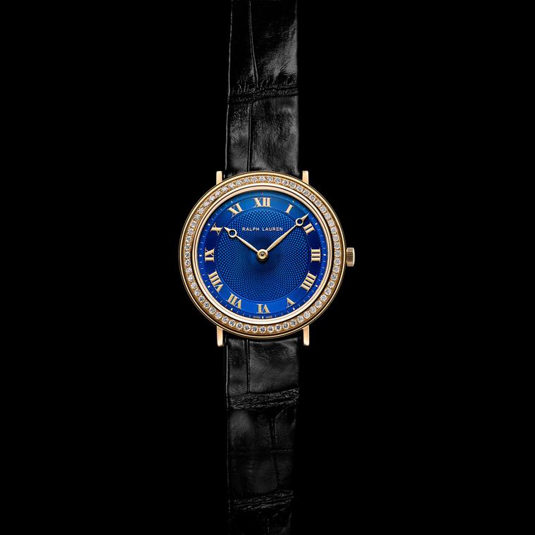 Ralph Lauren Slim Classique 32mm blue dial with diamonds