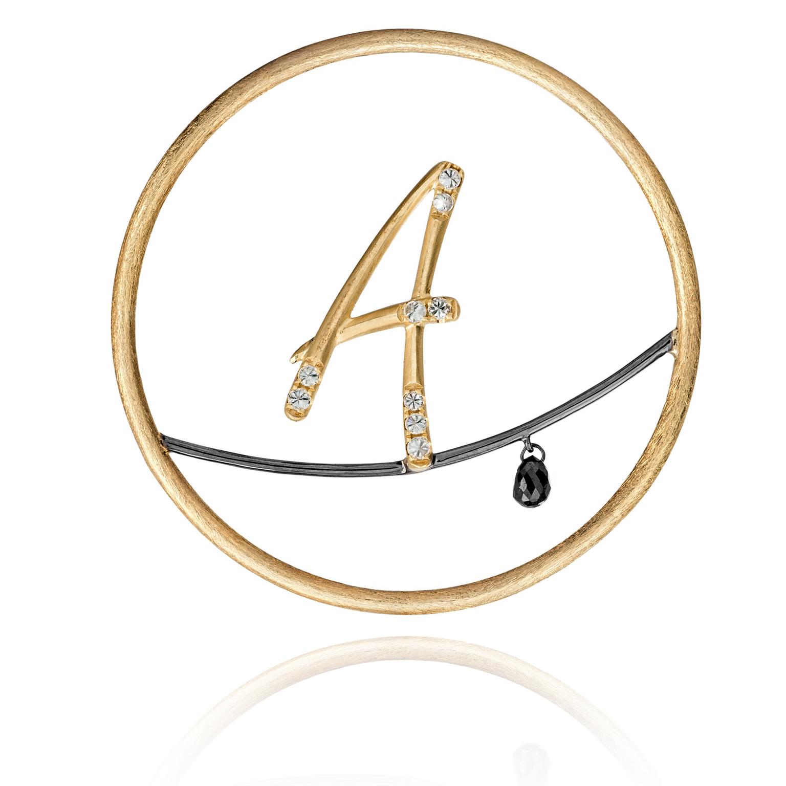 Annoushka-18-carat-yellow-gold-and-diamond-alaphabet-hoop-earring