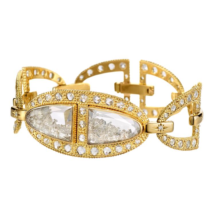 Moritz Glik diamond and sapphire bracelet in yellow gold