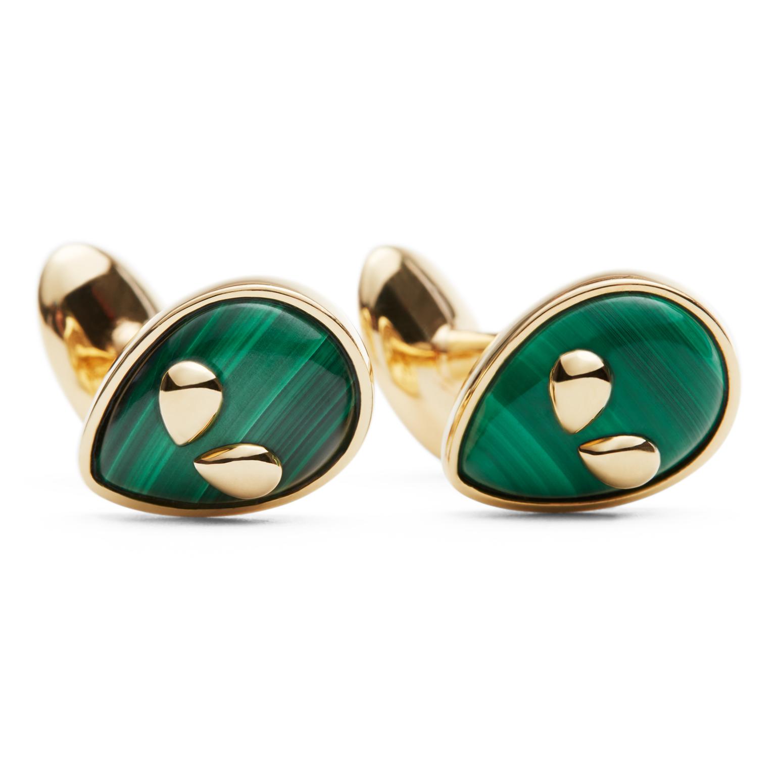 Alina Abegg Cosmic Escape Alien cufflinks in malachite