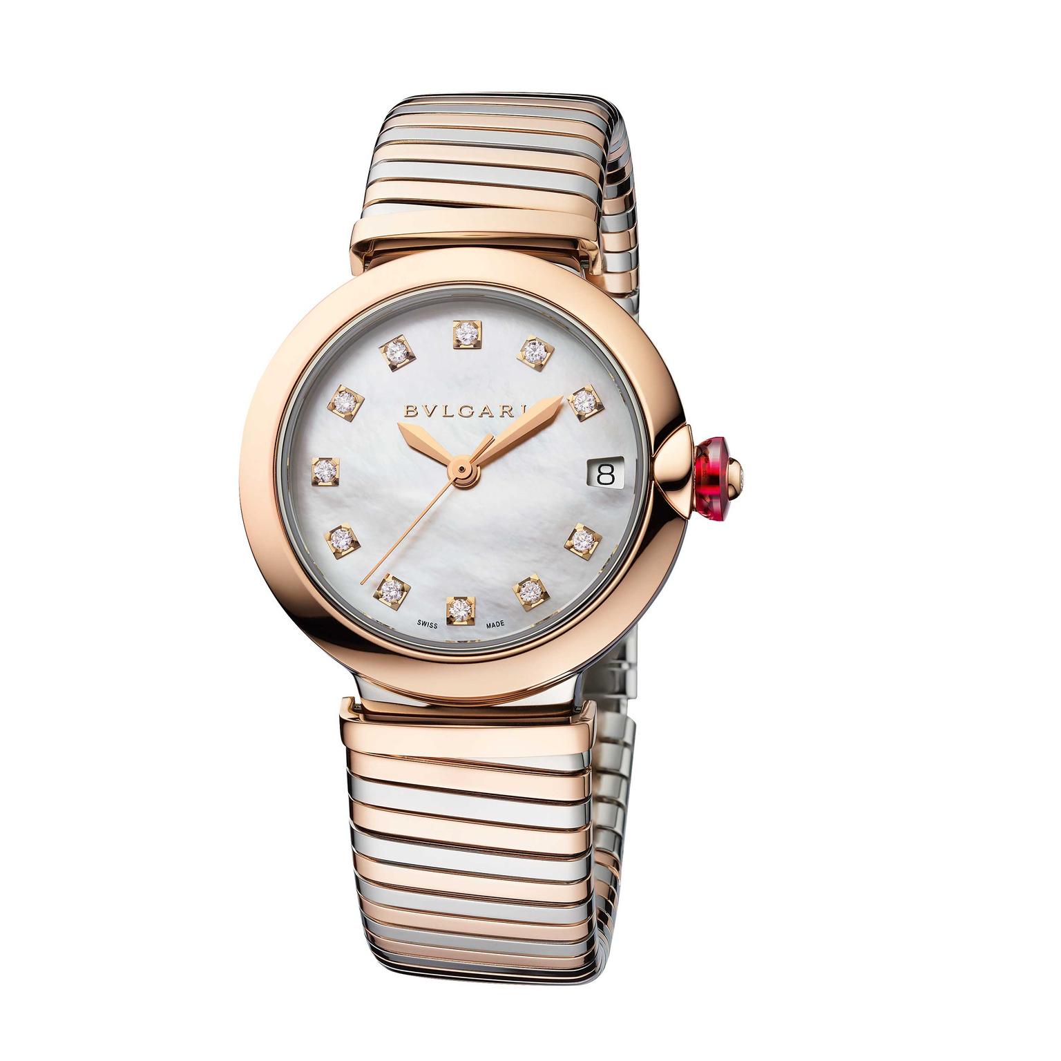 Bulgari Lvcea Tubogas 33mm stainless steel and rose gold watch  Price €10600