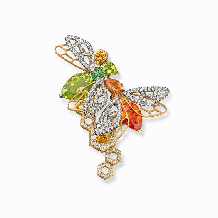 Chaumet Abeille mandarin garnet and peridot brooch