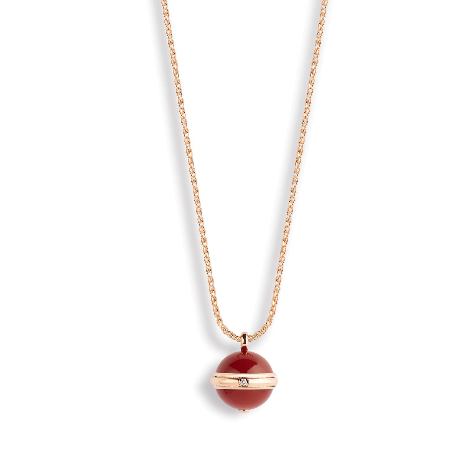 Color Blossom BB Star Pendant, Pink Gold, Cornelian And Diamond