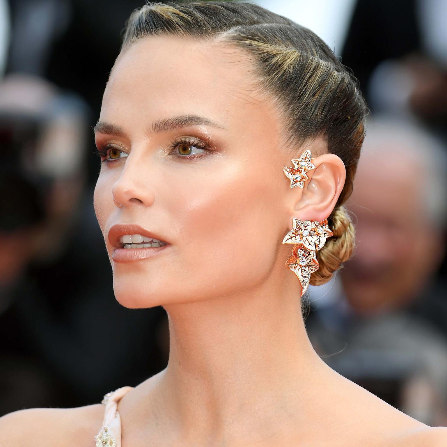 Natasha Poly in Boucheron earrings Cannes Film Festival 2019 