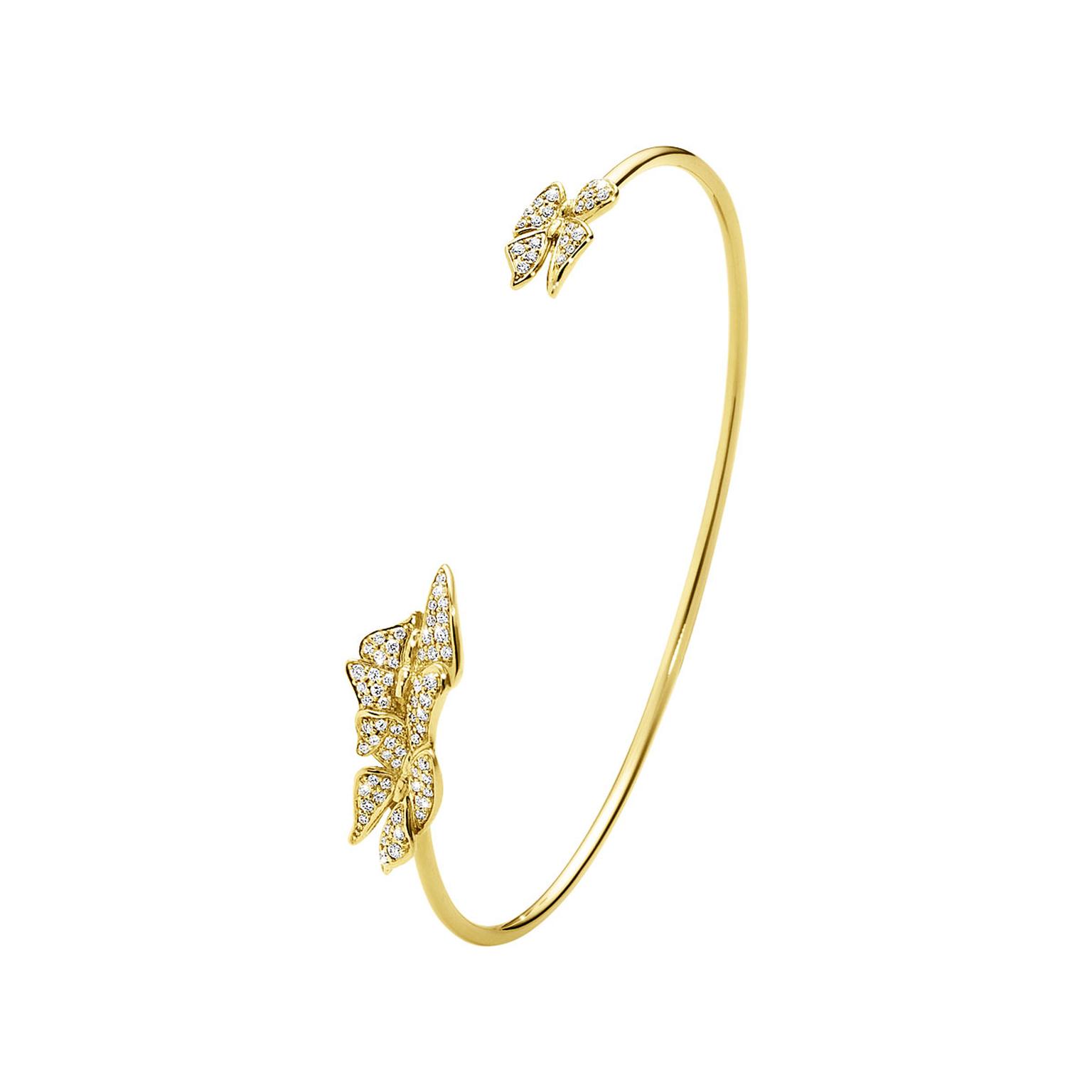 Georg Jensen Askill bangle in yellow gold with brillian- cut diamonds 