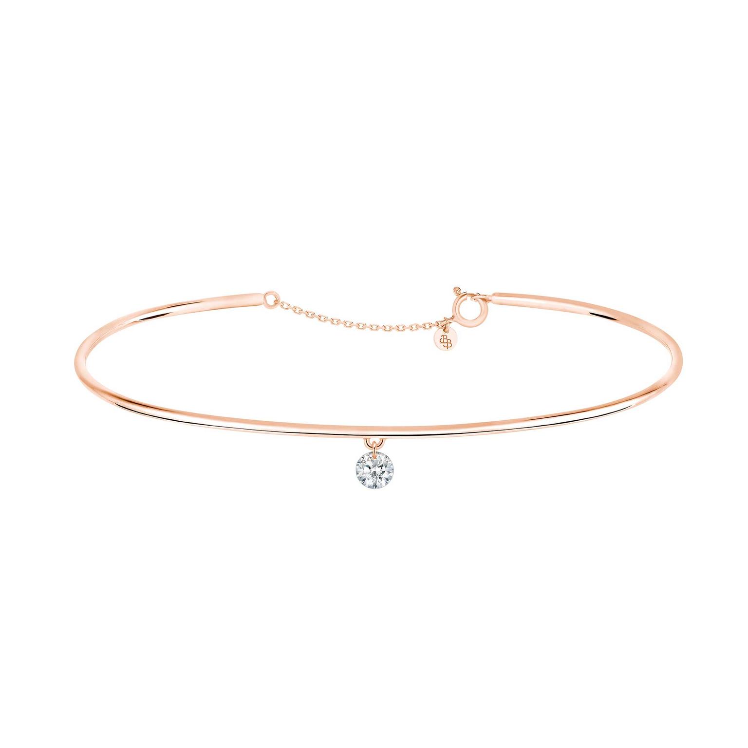 La Brune & La Blonde 360° bracelet with a brilliant-cut diamond on a rose gold chain