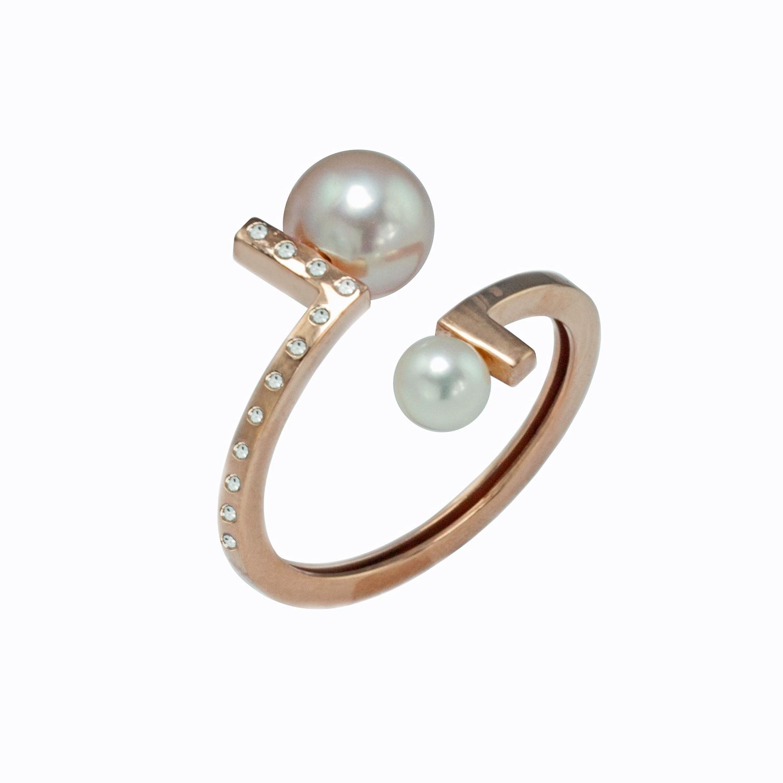 Kattri Asymmetry collection rose gold ring