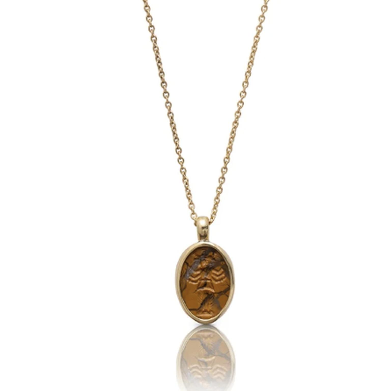Hekate yellow jasper Intaglio pendant by Kallos Gallery 