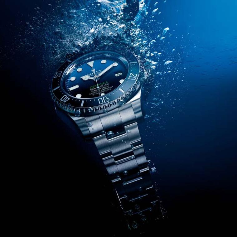 The Rolex Deepsea D-Blue Dial watch features Rolex’s patented helium escape valve.