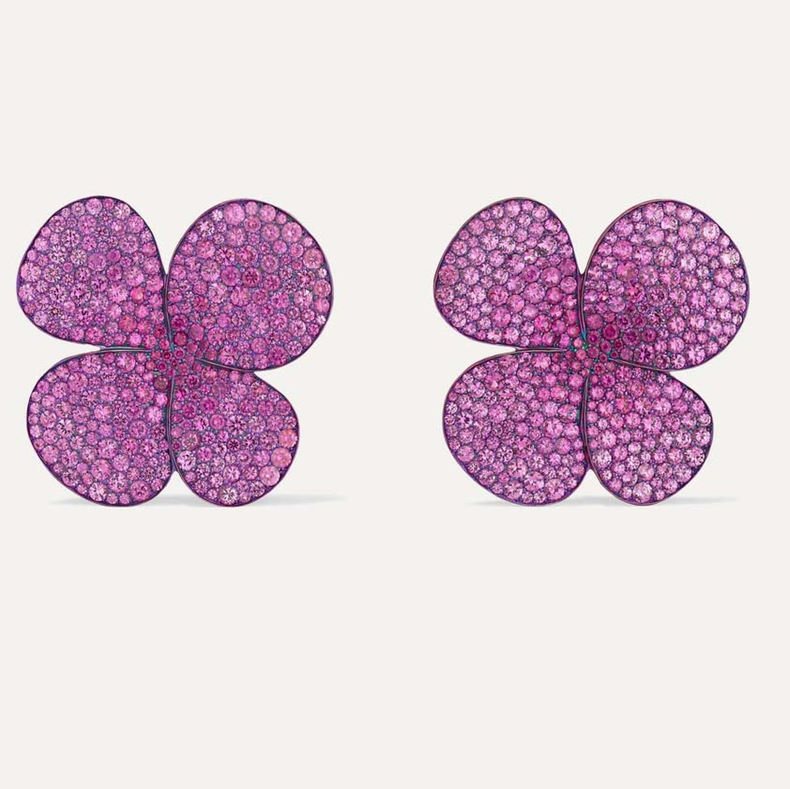 Glenn Spiro Lucky Clover oversized sapphire stud earrings