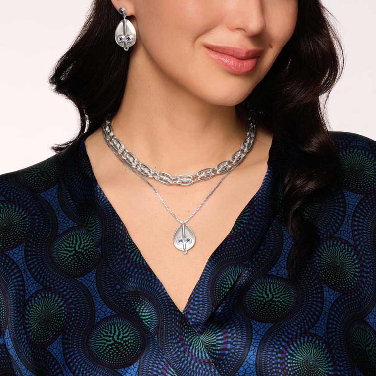 Boateng x Hirsh Power of Love silver pendant sapphires