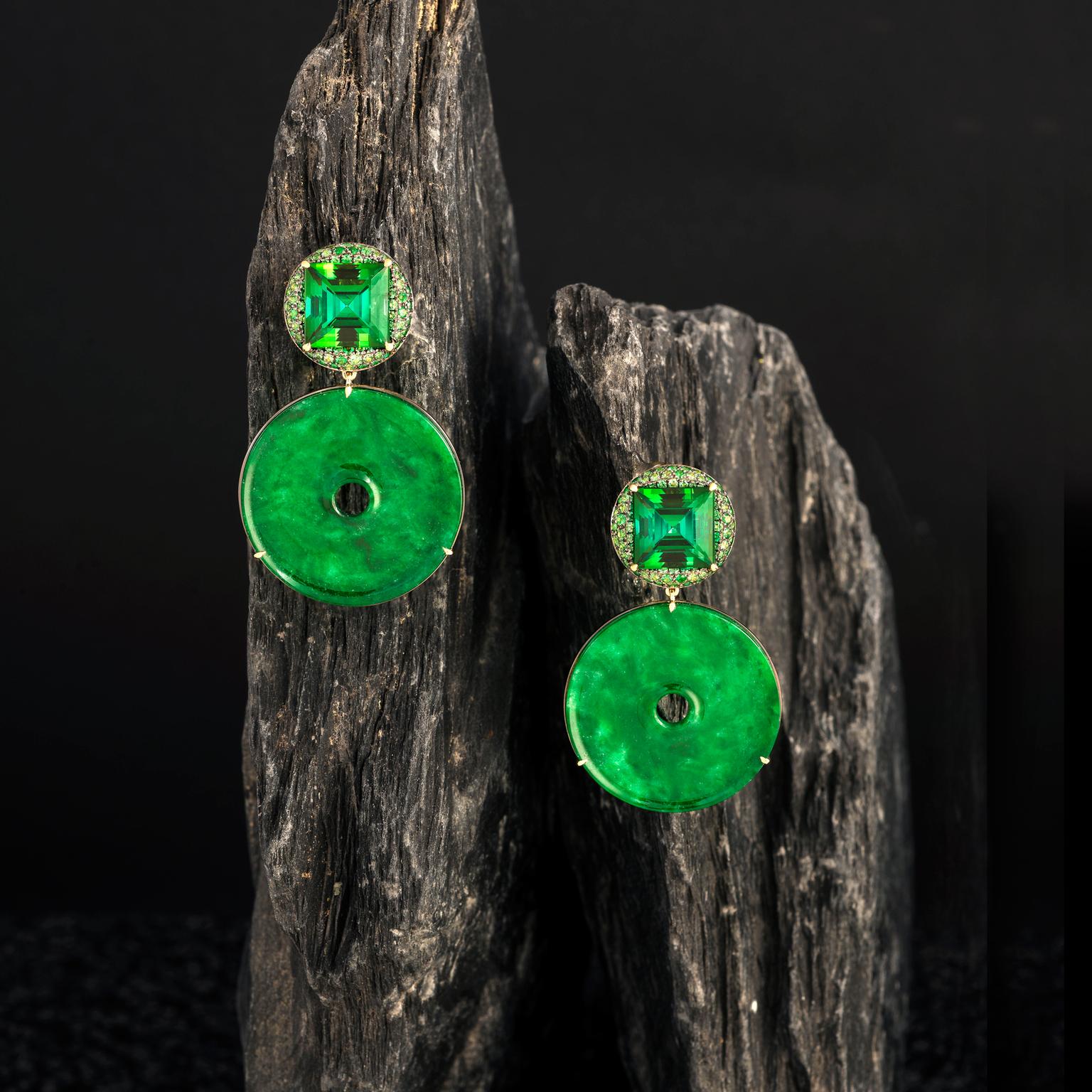 Doris Hangartner star jade earrings