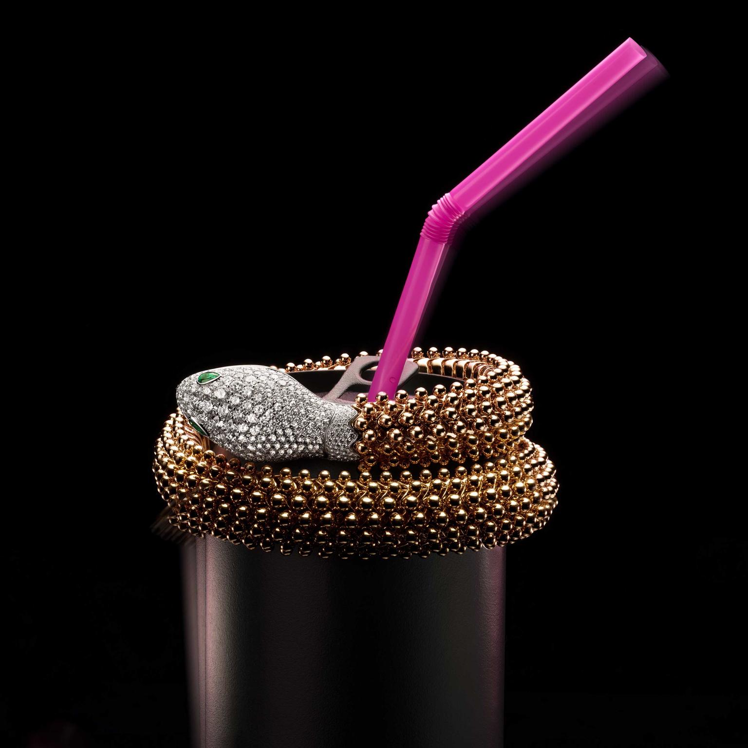 Serpenti Misteriosi Pallini High Jewellery secret watch from Bulgari Wild Pop high jewellery collection