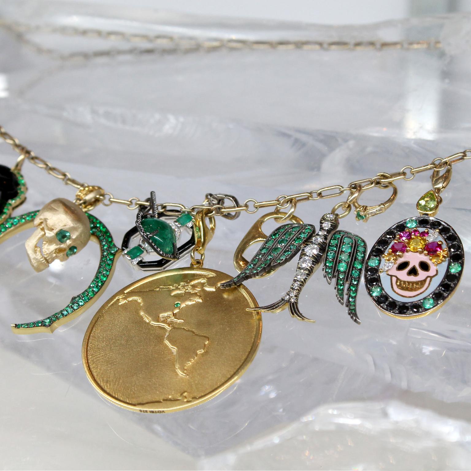 GemfieldsxMuse emerald charm necklace