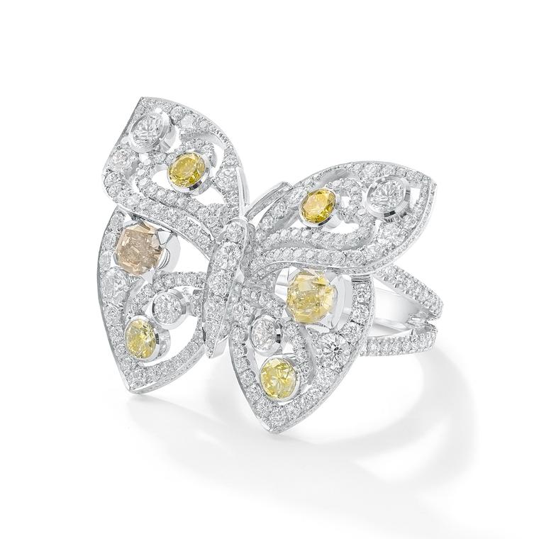 Boodles Finely Coloured Butterfly diamond ring
